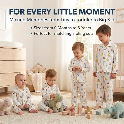 Image of The Mom Store Kids Cotton Night Suit for Boys and Girls | Breathable Night Dress for Kids Boys and Girls | Printed Nightsuit Pajama Set | Comfortable All-Season Sleepwear for Daily Use | Combo Set