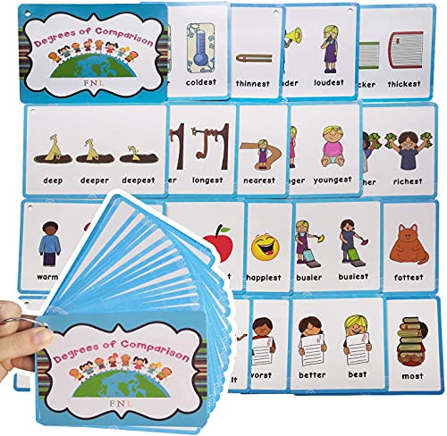 38 Groups English Adjectives Original,Comparative,Superlative Rule Degrees of Comparison Flashcards|Learning Word Cards for Pre-K Teacher Supplies