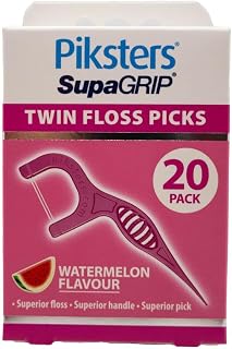 PIKSTERS TWIN FLOSS PICKS SUPA GRIP WATERMELON FLAVOUR 20 PACK