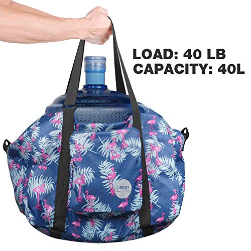 Wandf Foldable Travel Duffel Bag Carryon Luggage Sports Gym Weekend Tote Bag Water Resistant Nylon for Women (Flamingo F)