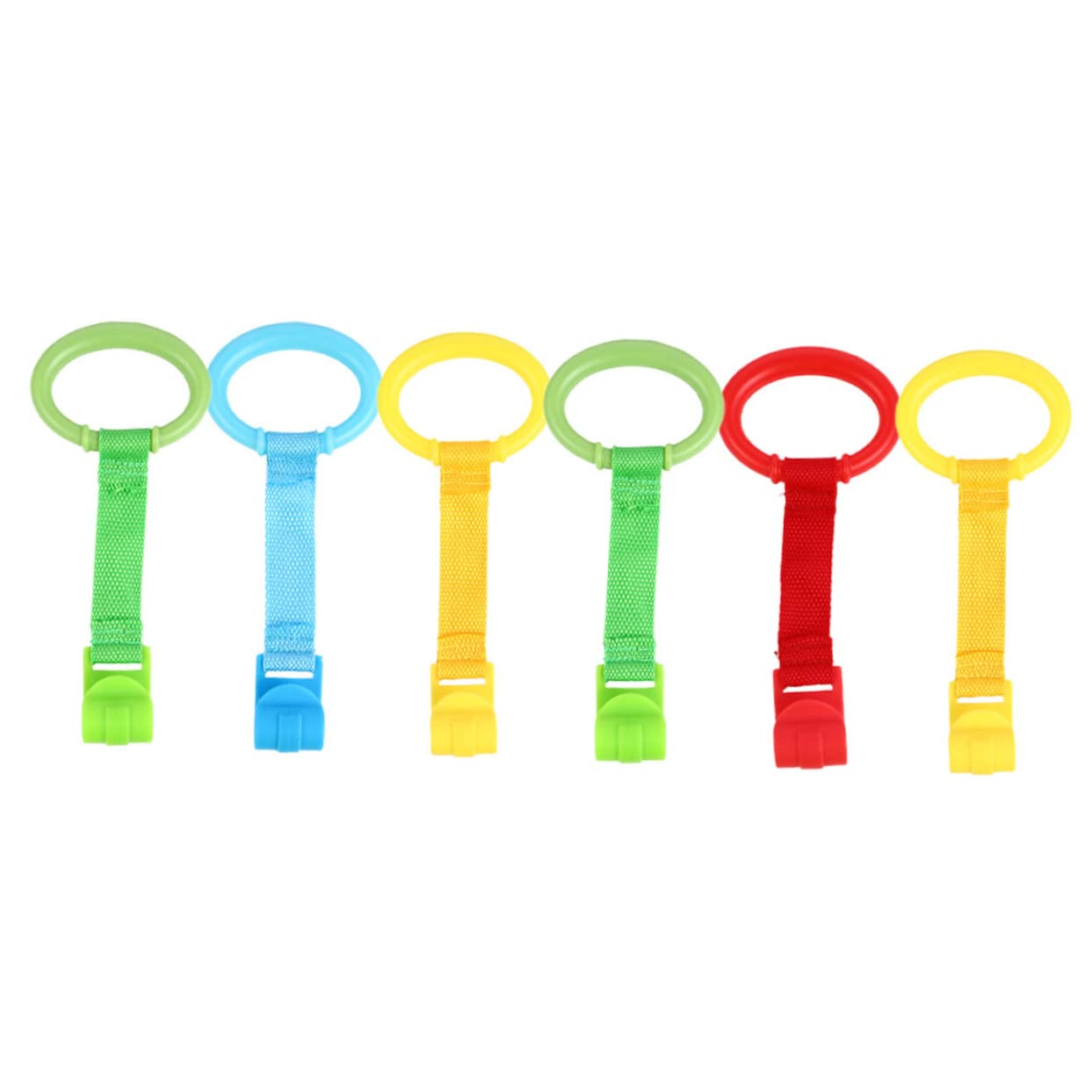 IWOWHERO Infant Pull up Bar 6pcs Pull Rings Crib Hanging Toys for Playpen Walking Assist Tools