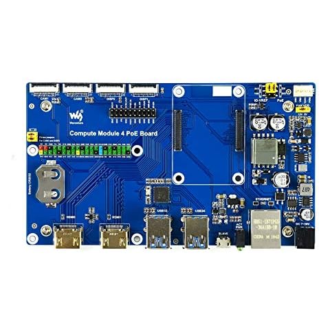 Placa Waveshare Raspberry Pi Compute Module 4 IO Board con función PoE para todas las variantes de CM4 con conectores CSI/DSI/RTC/HDMI/USB/Eth/TF Card Cover