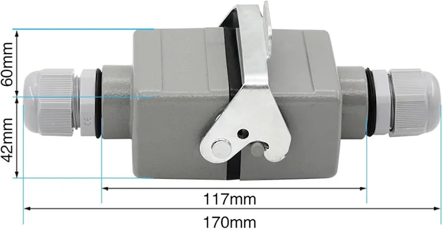 HDC-HE-006-Ⅵ Rectangular Heavy Duty Connector 6 Core Butt Industrial Waterproof Aviation Socket 500V 16A