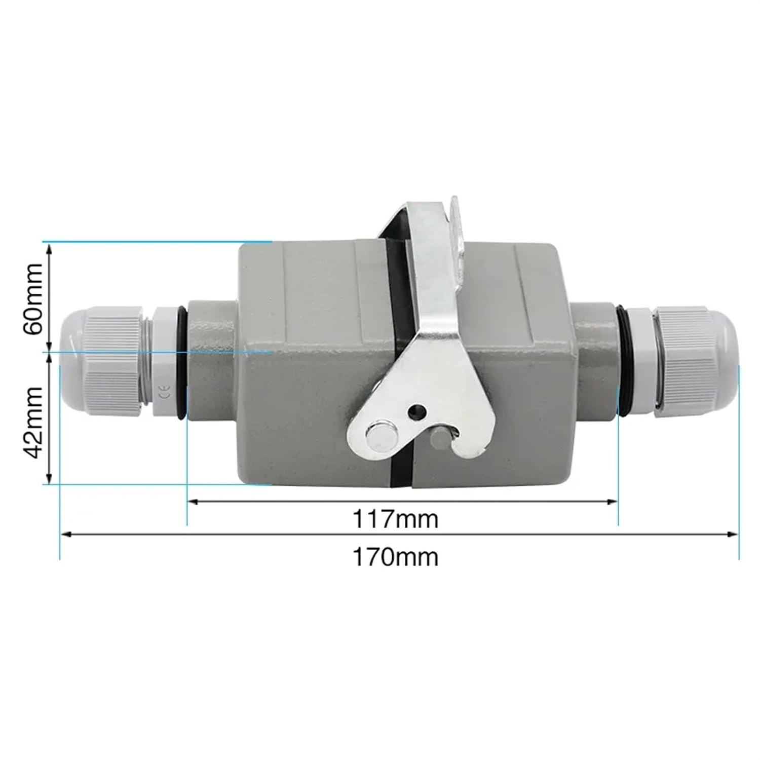 HDC-HE-006-Ⅵ Rectangular Heavy Duty Connector 6 Core Butt Industrial Waterproof Socket 500V 16A