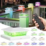 NIORSUN Solar Post Cap Lights Outdoor Waterproof, 4x4 Post Solar Lights, RGB Color Changing with Remote Control, Fence Posts Solars Light, 4x4 Posts Caps, 4x4&5x5 Vinyl, 4x4&6x6 Wooden,12 Pack (White)