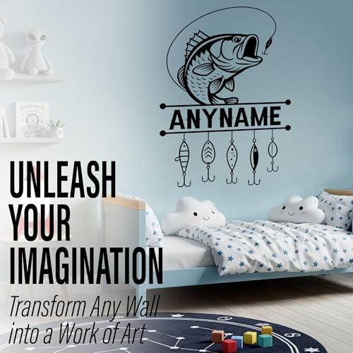 Vinilo decorativo personalizado para pared de pez bass miniatura 3