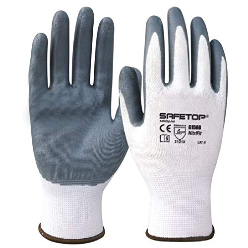 Guantes de nitrilo sin costuras industriales NITRI FIT G156B profesional, 12 pares talla 9 de trabajo