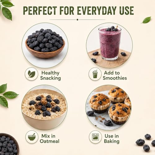 Image of Go Vegan Premium Afghani Black Raisins Seedless | Kali Kishmish /Kismis | Dry Fruits, Healthy Snacks | Rich in Fiber, Potassium & Antioxidants | Tasty & Nutritious (250 Gram)
