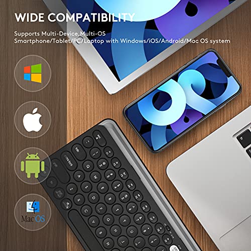 Multi-Device Bluetooth Keyboard, Samsers Wireless Portable Keyboard With Integrated Stand Holder Connect Up To 3 Devices, Compatible With Mac Android Ios Windows For Tablet Smartphone Laptop Pc -Black #TOP2