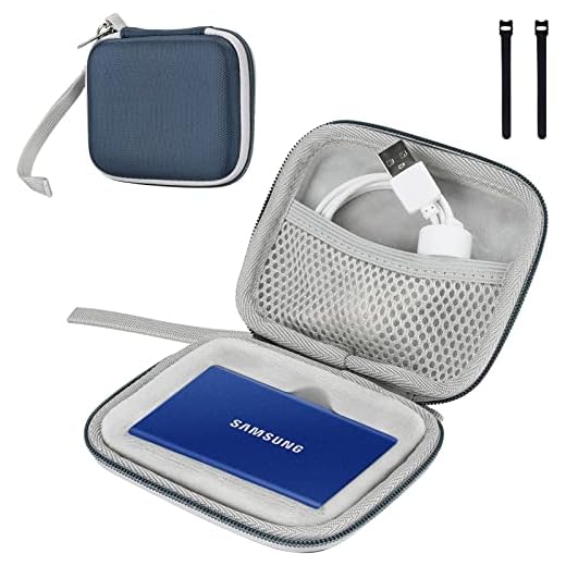 ProCase Capa rígida para Samsung T7/T7 Touch portátil SSD e 2 abraçadeiras, organizador de viagem rígido de EVA à prova de choque para T7/T7 portátil 500GB 1TB 2TB USB 3.2 Unidades externas de estado
