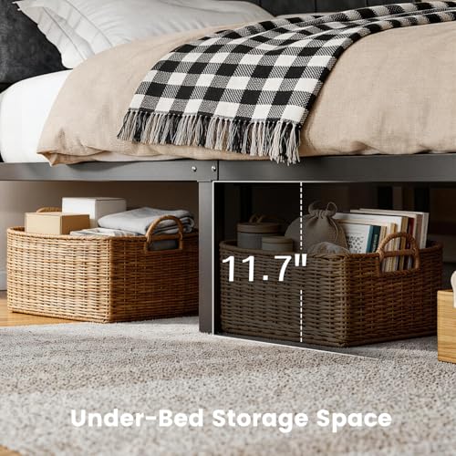 Image of Liians Twin Size Bed Frame with Storage Headboard and Charging Station, Smart RGB LED Lights, Metal Platform Bed with USB & Type-C Ports, Noise Free, Easy Assembly, No Box Spring Needed