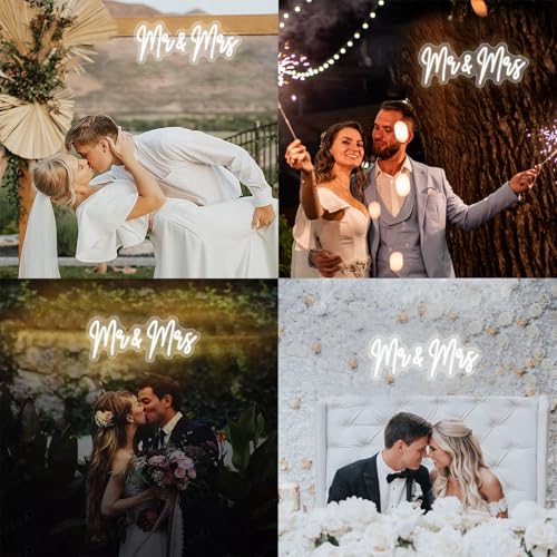 Image of 20in Mr and Mrs Wedding Neon Signs-Adjustable USB Mr and Mrs Light Up Sign Neon Wedding Decor Signs Backdrop Decorations for Reception Anniversary Engagement Gifts