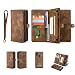 Produktbild Simicoo Samsung A40 Leder Wallet Schutzhülle 11 Kartenfächer Reißverschluss Abnehmbare Brieftasche Magnetverschluss Robuste Filp Tasche Handyhülle für Samsung A40 (A40, Brown)
