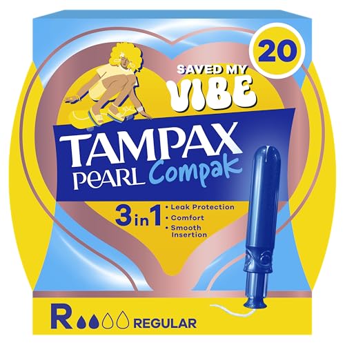 Tampax Compak Pearl Tampons, regulär mit Applikator, 1er-Pack (16 Tampons), Leckschutz und Diskretion (Verpackung kann variieren)