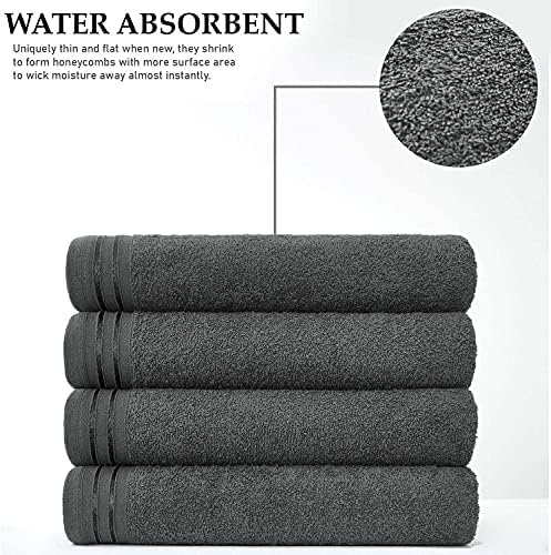 FAIRWAYUK 4-Piece Hand Towels Set - Premium 100% Egyptian Cotton, Ultra Soft and Highly Absorbent, 500 GMS 50x80cm, Extra Large Thick, Hotel Spa Quality Hand Towel, Charcoal