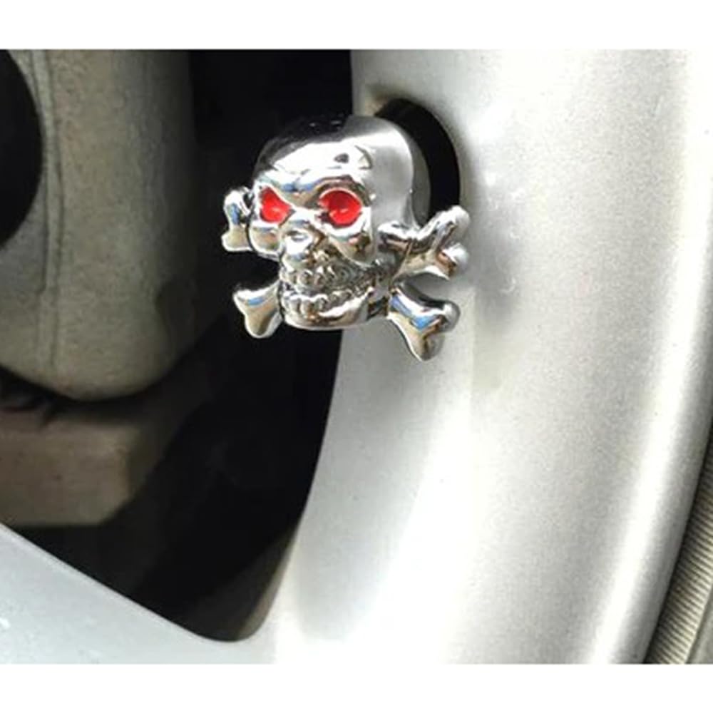 Tappi Pneumatici Auto 40 Pezzi Tappi Antipolvere per valvole Pneumatici a Forma di Teschio e Ossa Incrociate