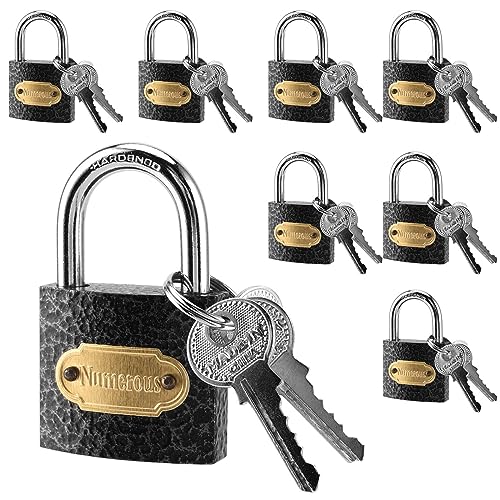 SEUNMUK 8 Pack 38mm Padlocks, Heavy Duty Copper Core Pad Lock with Key, High Security Small Outdoor Padlock for Toolbox Doors