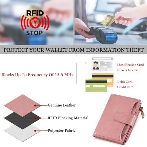 Image of Airkit Small Wallet Women RFID Blocking Soft Leather Bifold Compact Card Holder Wallet for Women with Zipper Coin Pocket 4 ID Window