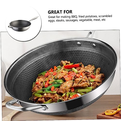 Wok de acero inoxidable con superficie antiadherente de panal y doble mango miniatura 5