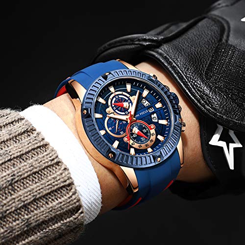 Relógio masculino MINIFOCUS cronógrafo impermeável esportivo analógico de quartzo relógios pulseira