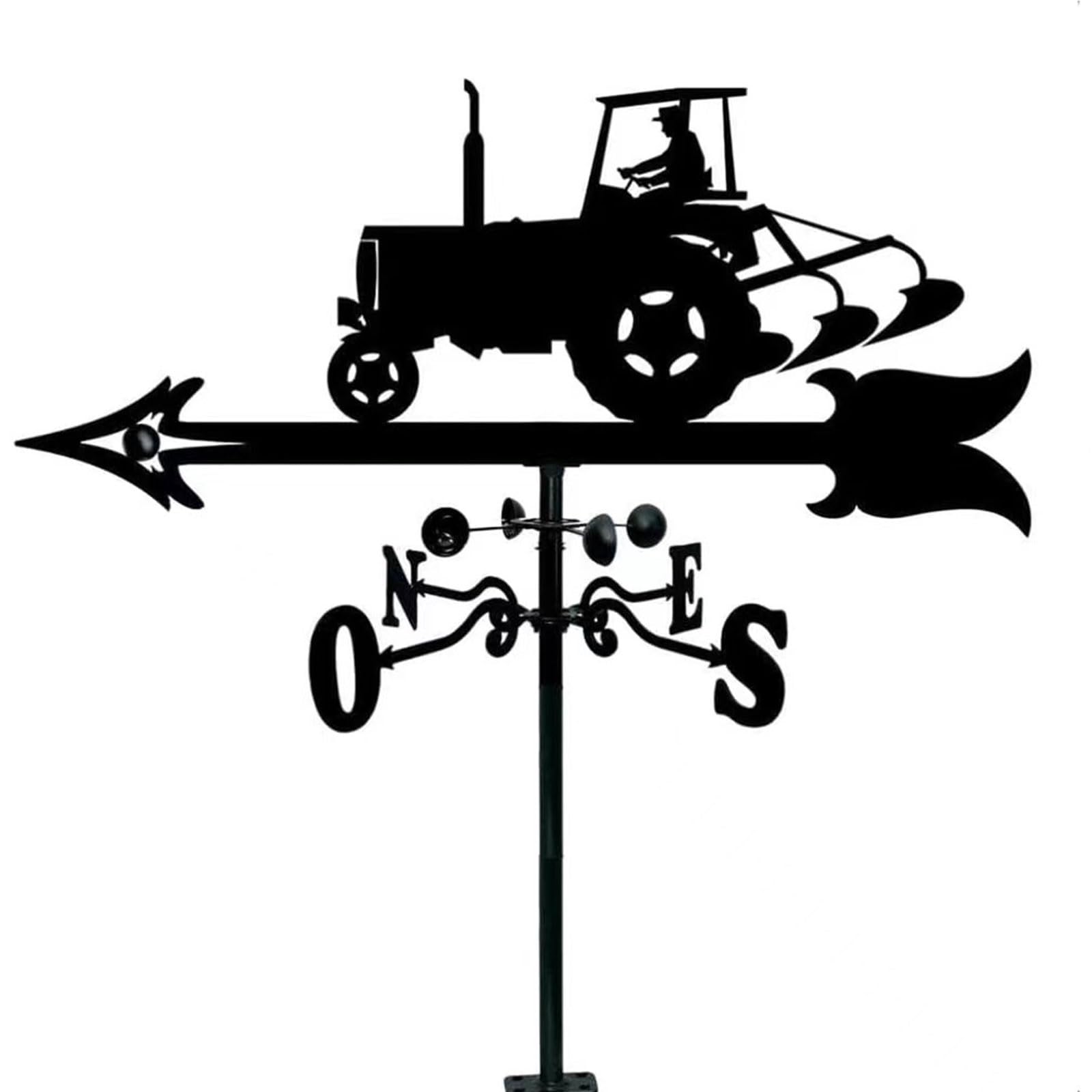 Girouettes pour Jardin Matériau métallique Tracteur comme modèle adapté à la Cour, décoration de Jardin Indicateur de Direction du Vent, Noir 14 * 22 Pouces