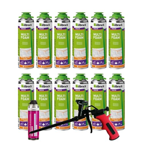 FM220 Mousse de construction, mousse de montage, mousse pour pistolet, mousse multi-usage, mousse pour fenêtres, haute isolation acoustique, isolation thermique, 500ml, kits combinés (avec nettoyant