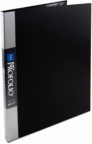 PROFOLIO Portafolio de arte neutro ácido de 14 x 17 pulgadas con cubierta personalizable, negro, 24 fundas transparentes de dos caras