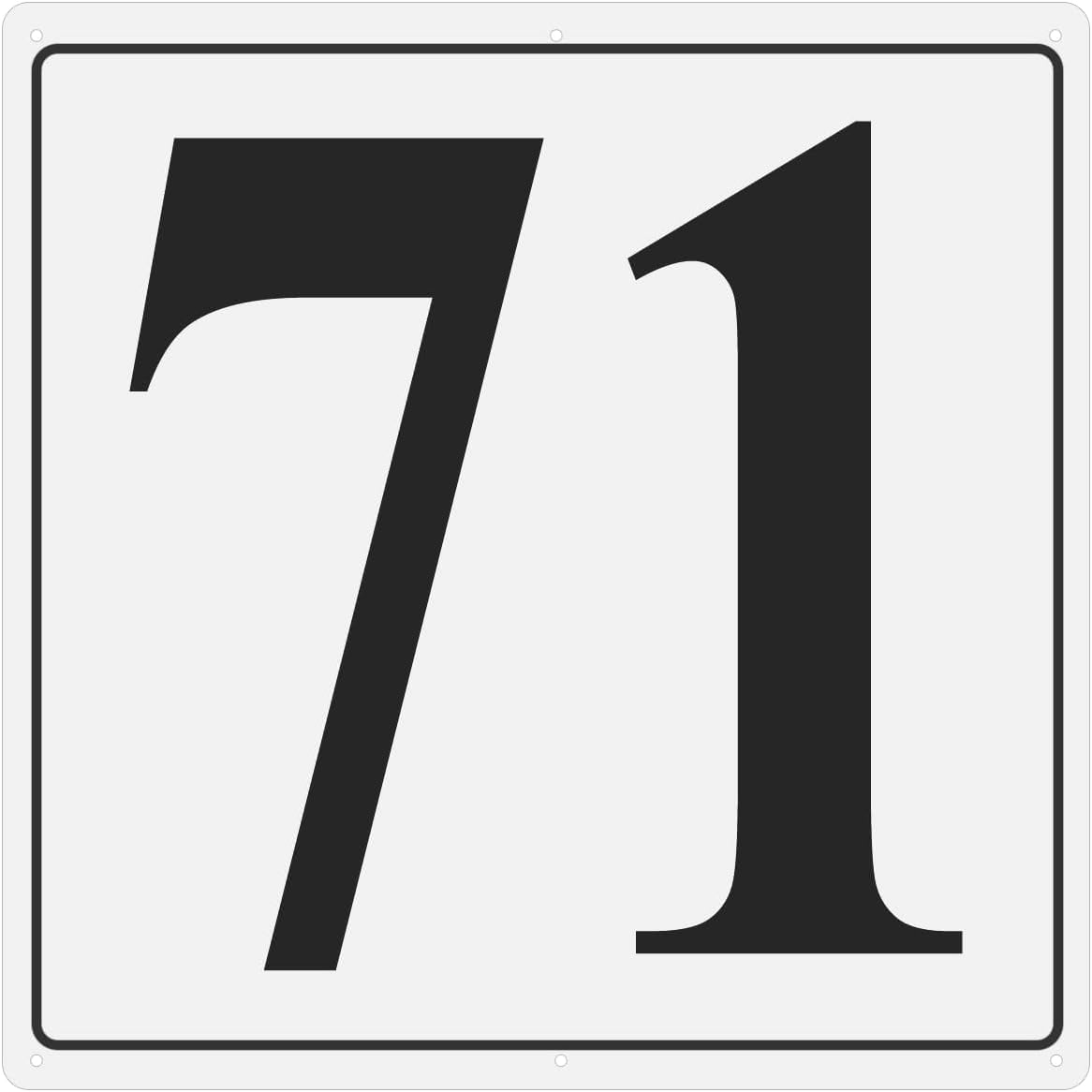 PATIKIL Large Metal Number Sign, 12"x12" Aluminum Number 71 Sign Plate Area Marker Parking Weather-Resistant Signs for Indoor Outdoor Use