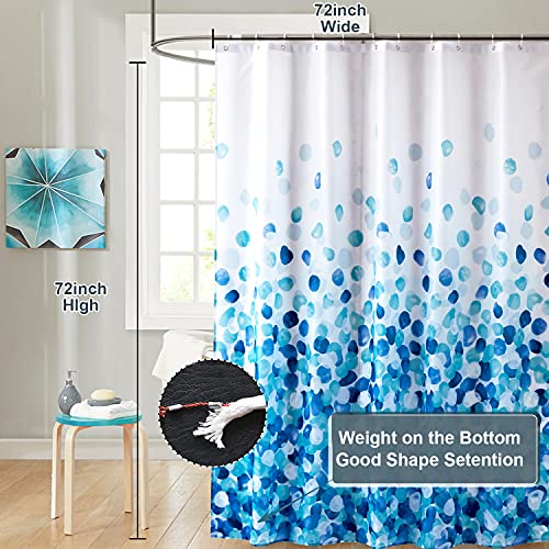 Gleim Shower Curtain, 72''X72'' Polyester Fabric Shower Curtain For Bathroom, Waterproof Shower Curtain Liner With 12 Hooks, Machine Washable, Quick Dry, Weighted Hem (Blue) #TOP4