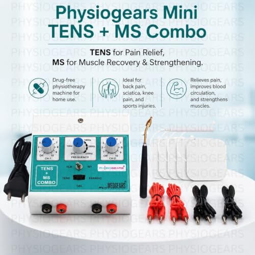 Image of Medgears Mini Tens+MS Transcutaneous Electrical Nerve Stimulation Tens Muscle Stimulator Machine for Physiotherapy electrotherapy combo for all Pain Relief (Self-Adhesive Pad)