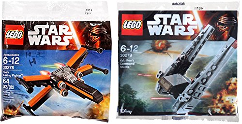 LEGO Star Wars Kylo Ren's Command Shuttle & Poe's X- Wing Fighter Starship Set - Polybag 30279 + 30278 Edition Building Set