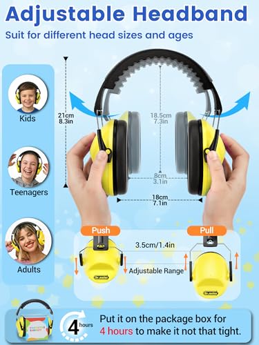 Image of Dr.meter Ear Protection for Kid: EM100 SNR27.4 Kids Noise Cancelling Headphones with Adjustable Headband - Kid Hearing Protection for Monster Truck Mowing Demo Derby and Concert - Yellow