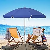 Bumblr 7.5ft Beach Umbrella with Sand Anchor & Tilt Mechanism Outdoor Sunshade Portable Umbrella with Carry Bag Wind Resistant UV Protection for Sand Heavy Duty Beach Garden Outdoor, Royal Blue