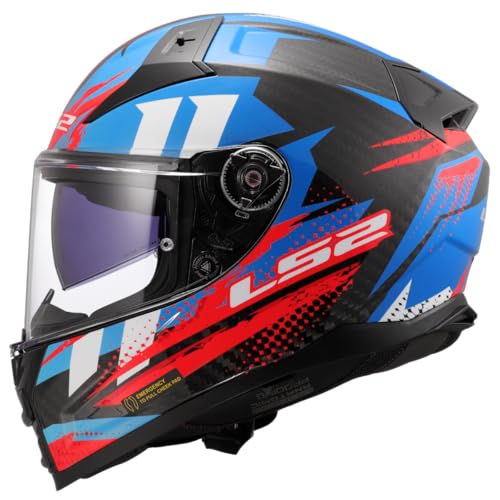 Omologato norma ECE 22.06 LS2, Casco Moto Integrale VECTOR II CARBON TANTIC Red Blue, L
