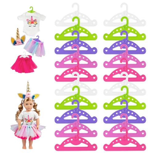TenaLucy 20 Pièces Baby Kleiderbügel Plastik Kinderkleiderbügel Kleiderbügel Kinder Puppen Kleiderbügel Puppenkleiderbügel Kleiderbügel Puppenschrank Platzsparend Kleiderschrank rutschfest (12.8cm)