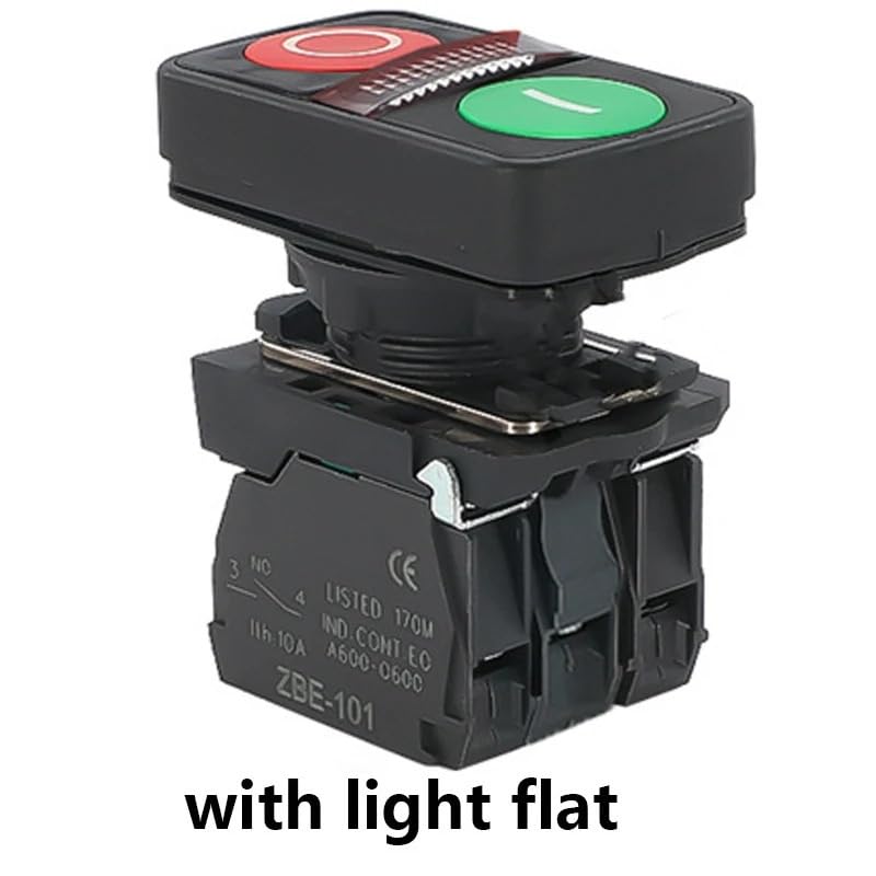 XB5 1Flat 1High Push Double Key Button Momentary Switch Voltage 220V 24V Start Stop Reset with 22mm 1NO1NC 1Pcs(1,12 V)