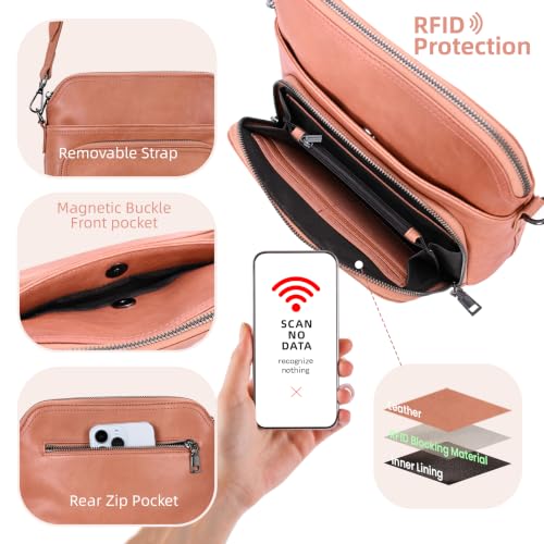 Image of Iswee Leather Crossbody Bag Women Purse and Handbag with Built in Wallet