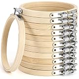 Aoibrloy 12 Pieces 4 Inch Embroidery Hoops Round Bamboo Cross Stitch Hoop Ring for Embroidery, Sewin
