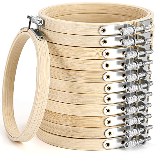 Aoibrloy 12 Pieces 4 Inch Embroidery Hoops Round Bamboo Cross Stitch Hoop Ring For Embroidery, Sewing, Cross Stitch #TOP13