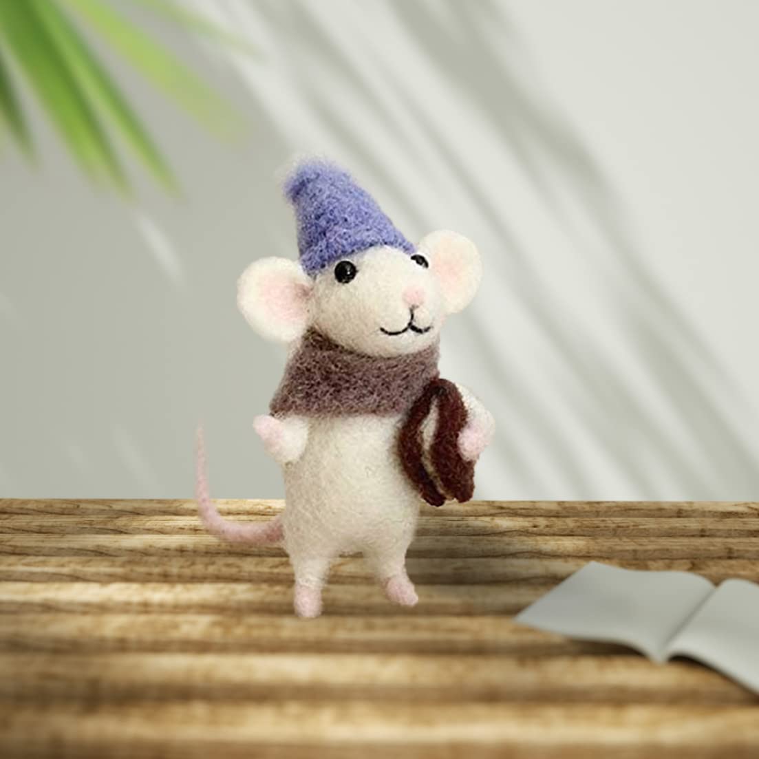 Kit de démarrage de feutrage à l'aiguille de souris en feutre de laine brute pour débutants
