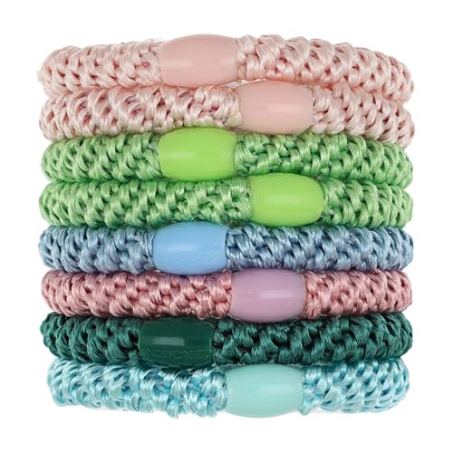 Image of L. Erickson Pink and Green Grab & Go Ponytail Holders, 8 Pack, Lollipop