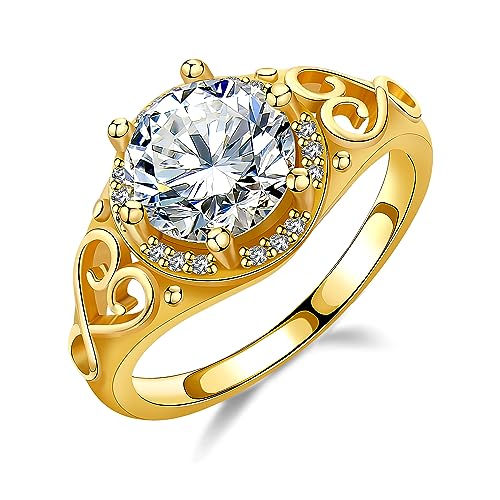2CT Moissanite Engagement Ring, 14K White Gold Vermeil, Round Cut Moissanite, Promise Ring