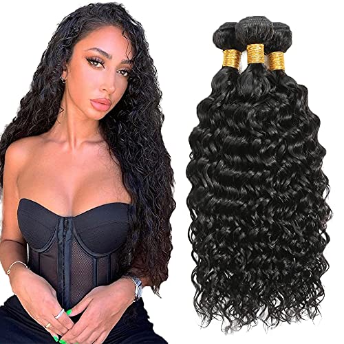 NiegMeag 16 16 16 Inch Water Wave Bundles Human Hair Bundles 8A Wet And Wavy Bundles 100% Unprocessed Brazilian Virgin H
