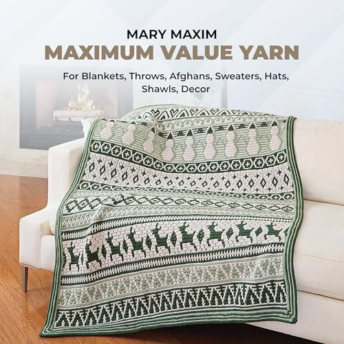 Image of Mary Maxim Maximum Value Acrylic Yarn for Crocheting and Knitting, Soft Worsted Weight Yarn 4, Ideal for Blankets, Sweaters, Hats, and Scarves, 8 oz Skein (474 Yds), Cottonwood