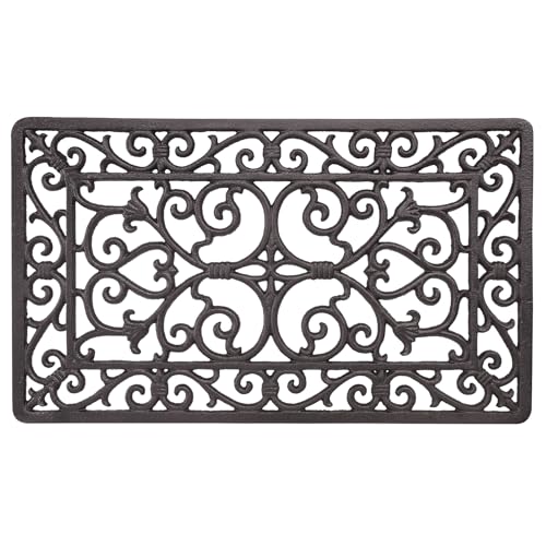 SINDA Cast Iron Doormat Heavy Duty Non-Slip Stain and Dirt Resistant Front Doormat Outdoor/Indoor (Brown, 22.4