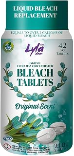 Lyla Clean Ultra Concentrated Water Activated Bleach Tablets for Laundry and Multipurpose Cleaning. 42 Tablets 7.05 OZ Phosphate Free Replaces Liquid Bleach (Original Scent)