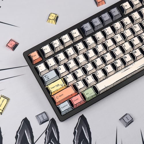 Migliori tastiere meccaniche Set di 150 tasti retrò Manga Keycaps PBT Dye Sub Cherry Profile Manga Canvas Keycap Set adatto per tastiera Wooting 61/65/87/104/108 Cherry Mx Switch tastiere meccaniche