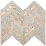 DICOFUN 10-Sheet Herringbone Peel and Stick Backsplash, Beige Stone PVC Stick on Backsplash, Marble