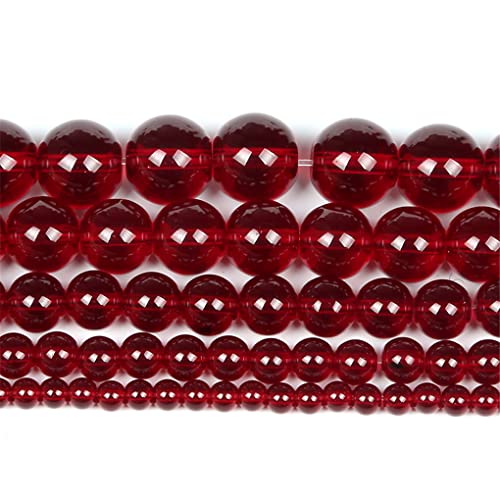 Perles de verre lisses grenat rouge 8mm sans défaut pour création