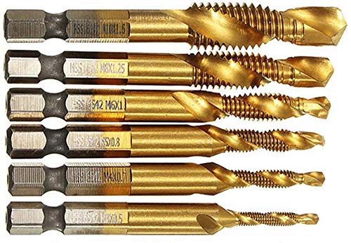 Machswon Gold Hex Drill Tap Bit En 6Pcs Countersink Bit Hss M3-M10 Metric Combination